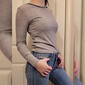 H&M Grey Ribbed Top